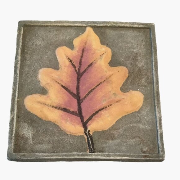 Oak Leaf Coaster Trivet Autumn Fall Yellow  4x4 inch - Picture 1 of 3